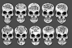 skulls/outline/white background tattoo idea
