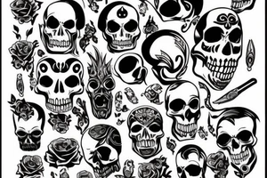 skulls/outline/white background tattoo idea