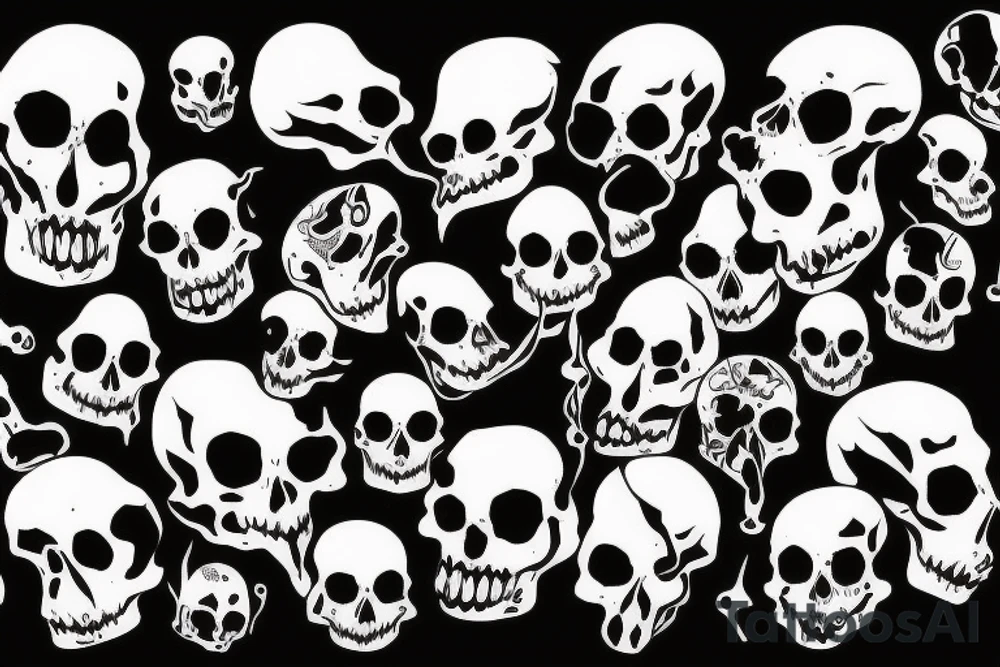 skulls/outline/white background tattoo idea