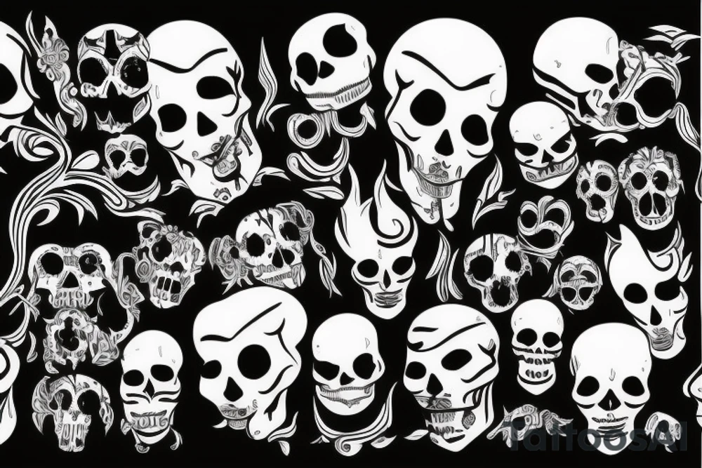 skulls/outline/white background tattoo idea