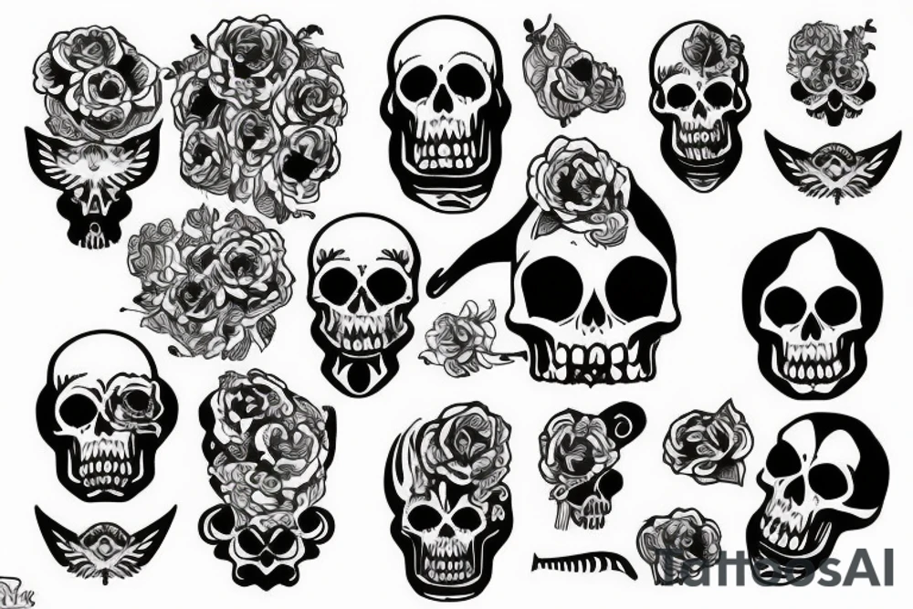 skulls/outline/white background tattoo idea
