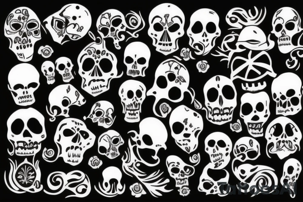 skulls/outline/white background tattoo idea
