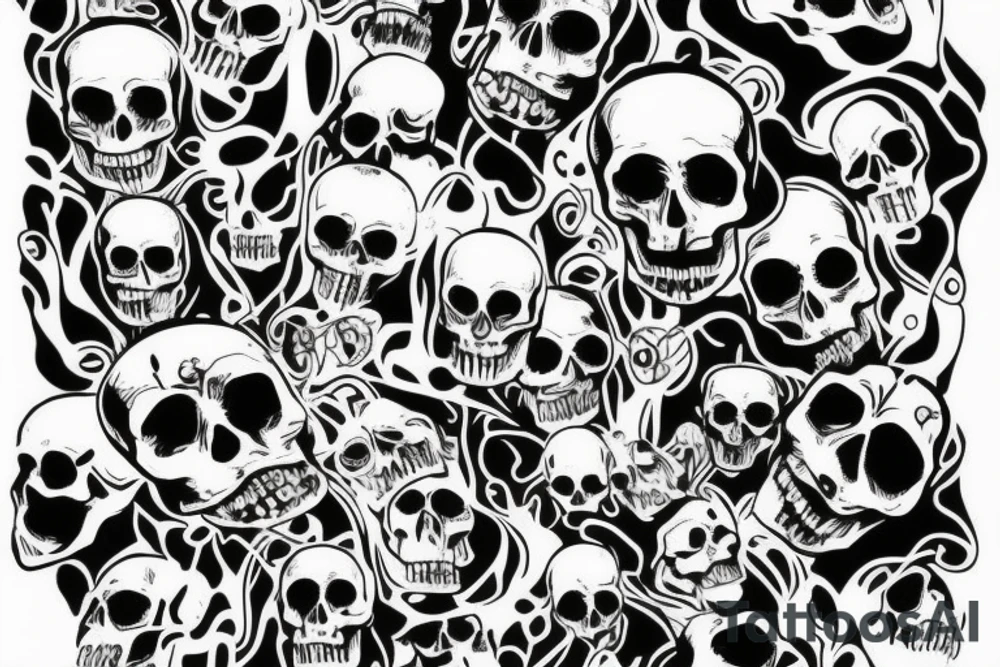 skulls/outline/white background tattoo idea