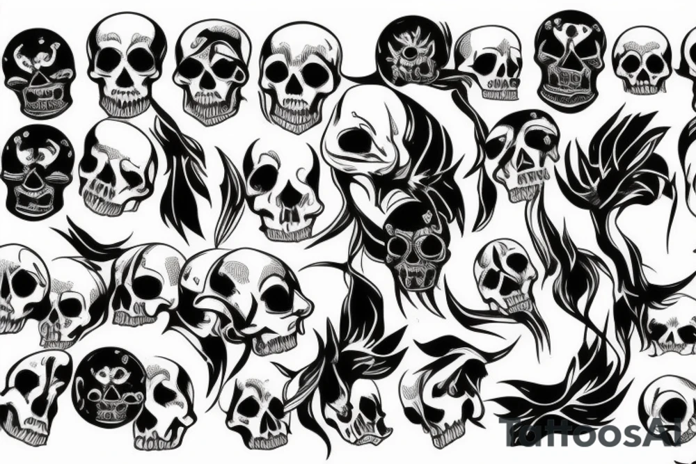 skulls/outline/white background tattoo idea