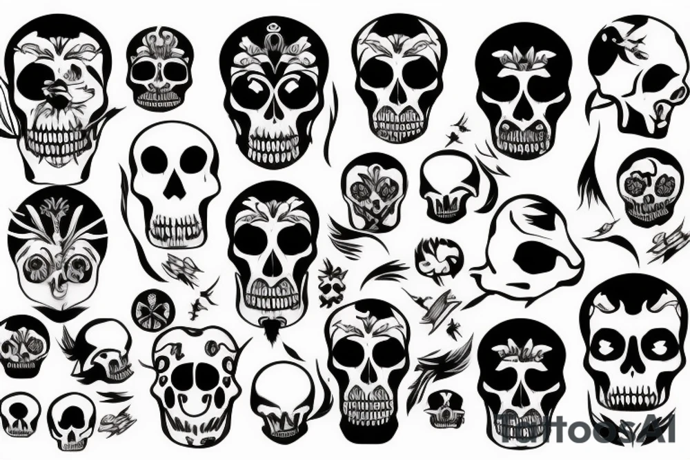 skulls/outline/white background tattoo idea