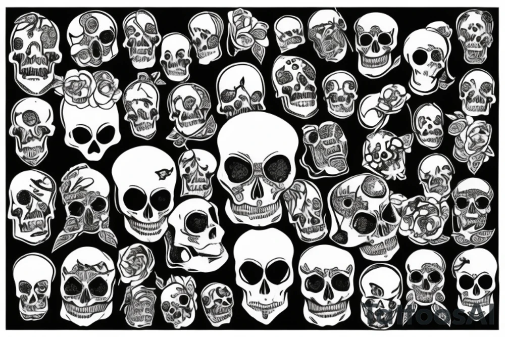 skulls/outline/white background tattoo idea