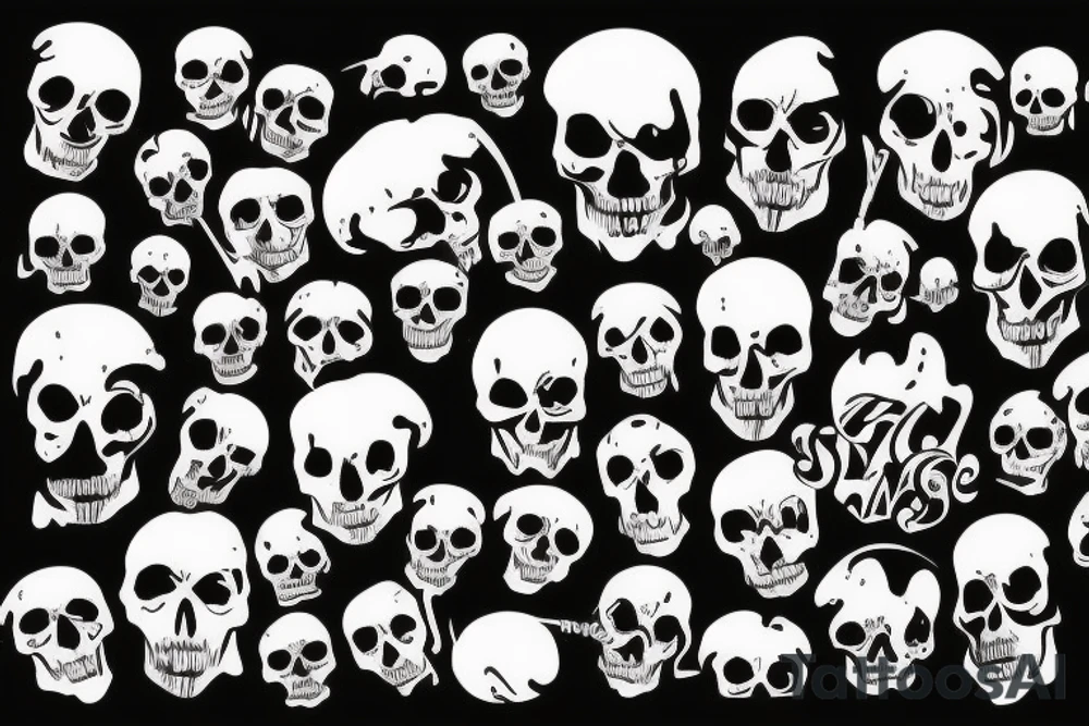 skulls/outline/white background tattoo idea
