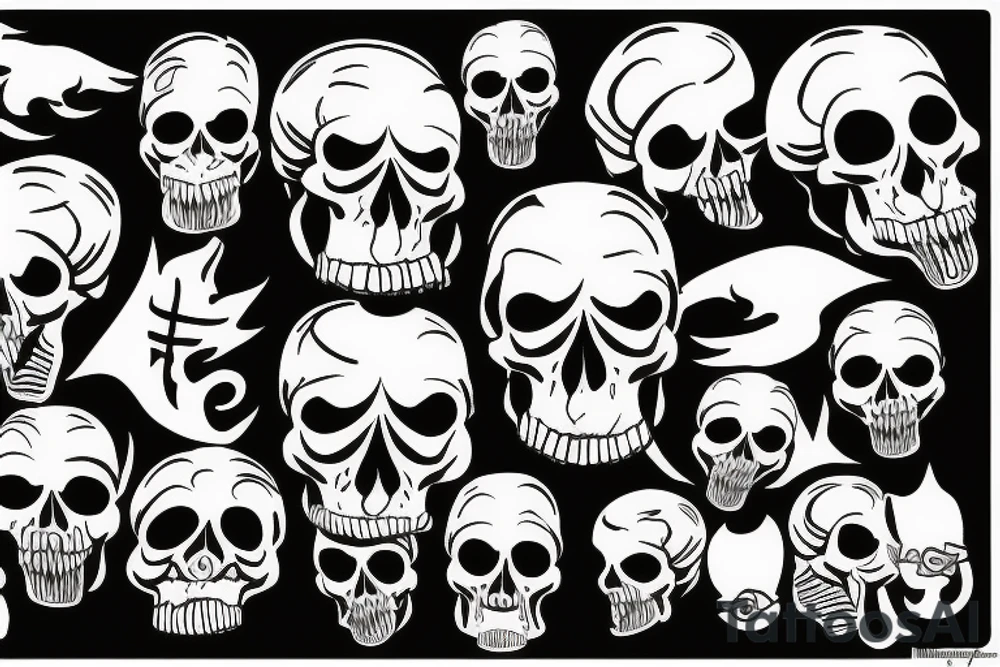 skulls/outline/white background tattoo idea