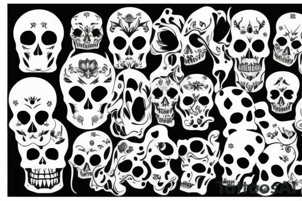 skulls/outline/white background tattoo idea
