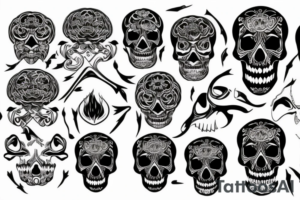 skulls/outline/white background tattoo idea