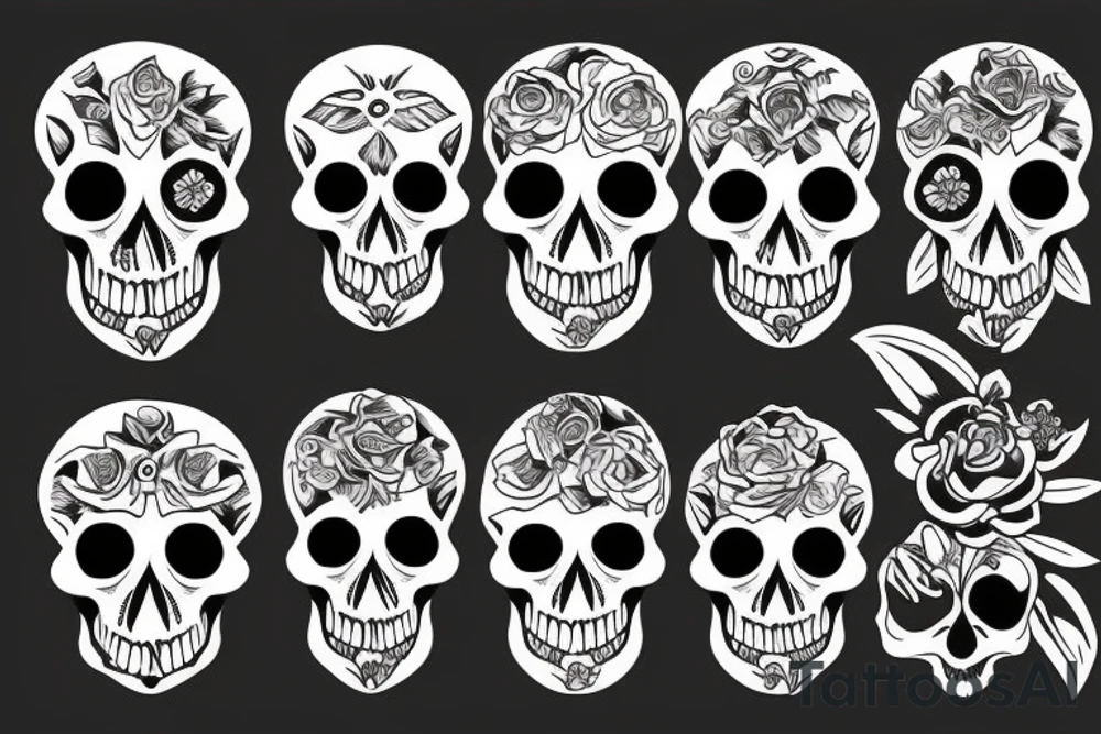 skulls/outline/white background tattoo idea