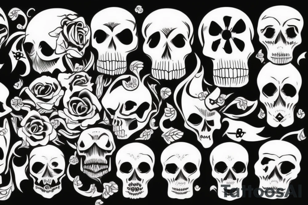 skulls/outline/white background tattoo idea