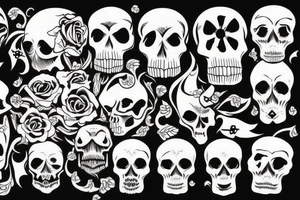 skulls/outline/white background tattoo idea