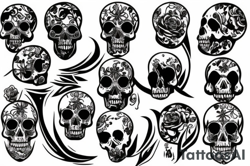 skulls/outline/white background tattoo idea