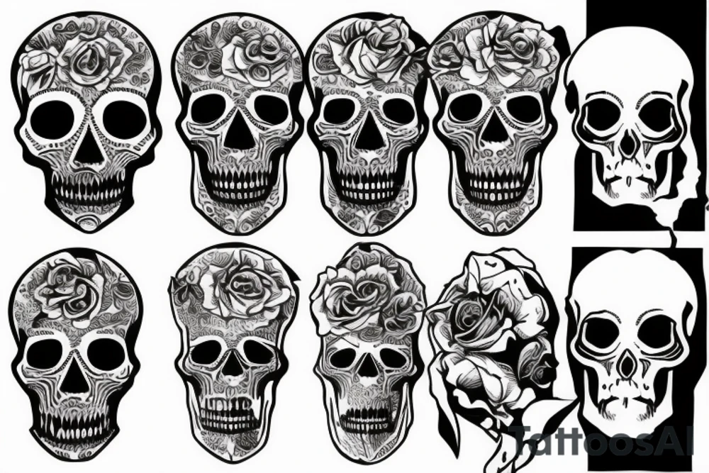 skulls/outline/white background tattoo idea