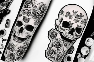 skulls outline/white background tattoo idea