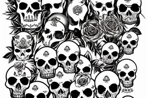 skulls outline/white background tattoo idea