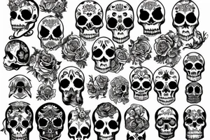 skulls outline/white background tattoo idea