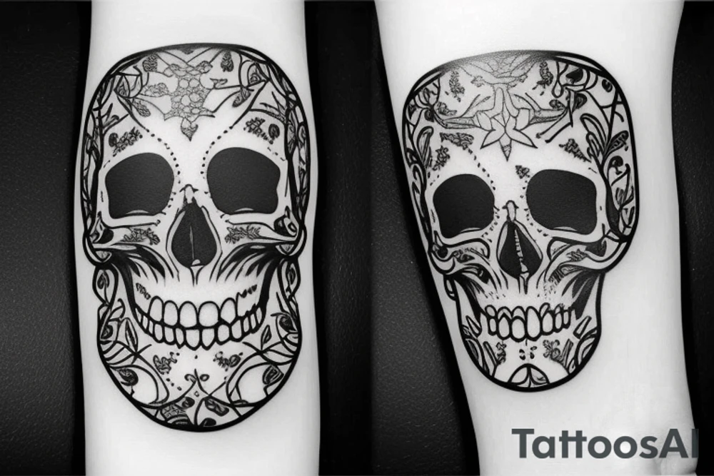 skulls outline/white background tattoo idea