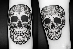 skulls outline/white background tattoo idea