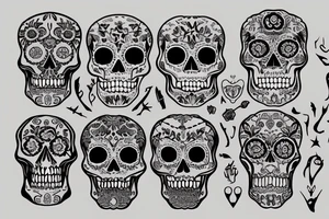 skulls outline/white background tattoo idea