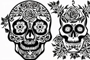 skulls outline/white background tattoo idea