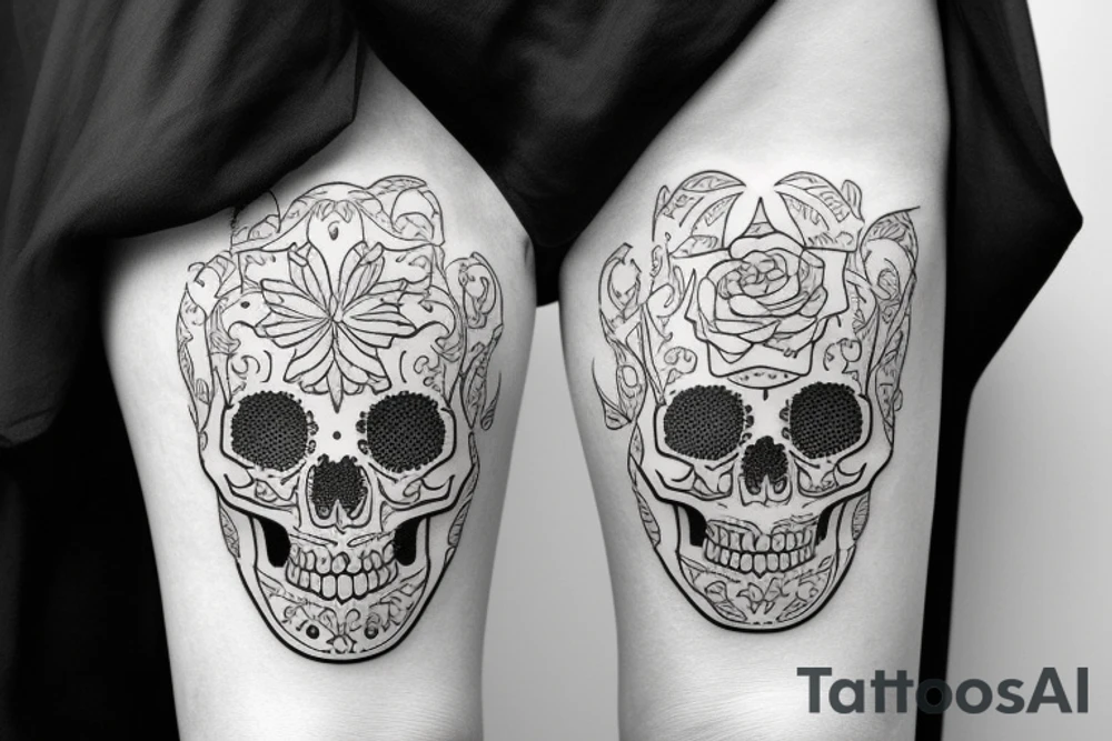 skulls outline/white background tattoo idea