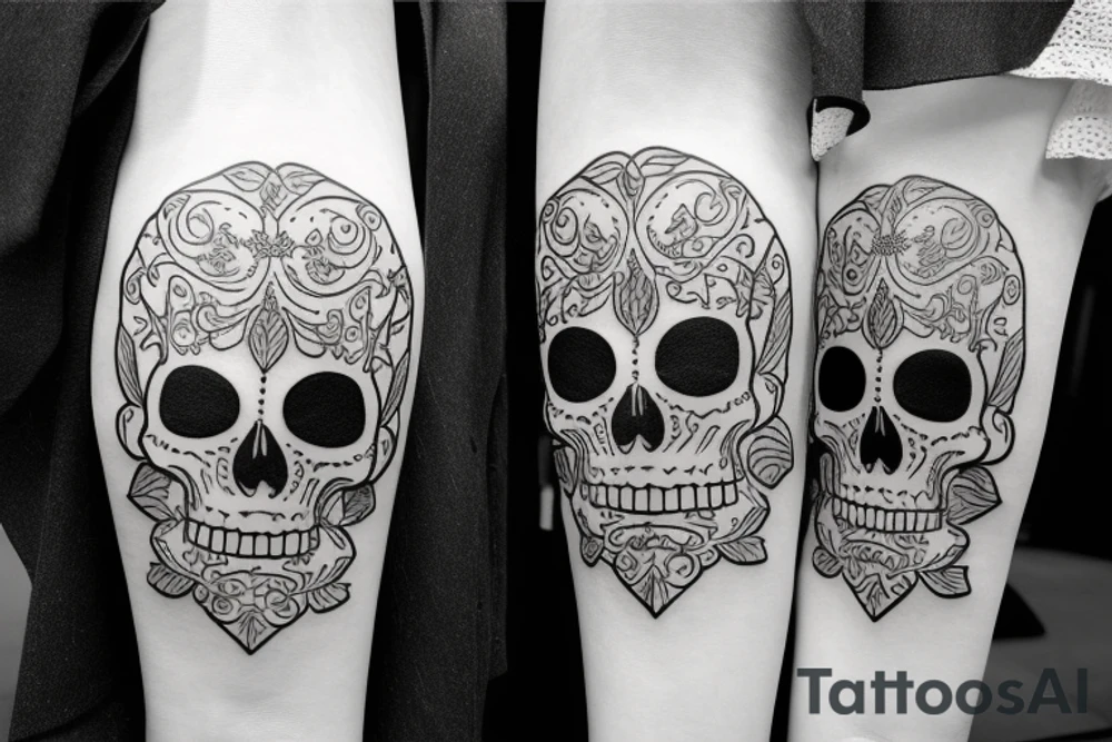 skulls outline/white background tattoo idea