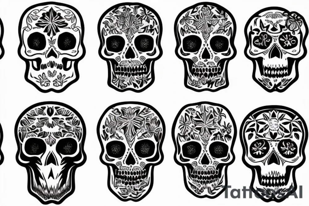 skulls outline/white background tattoo idea