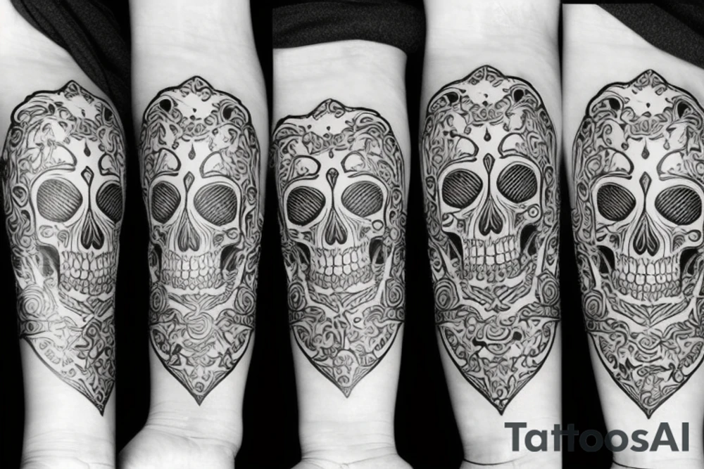 skulls outline/white background tattoo idea