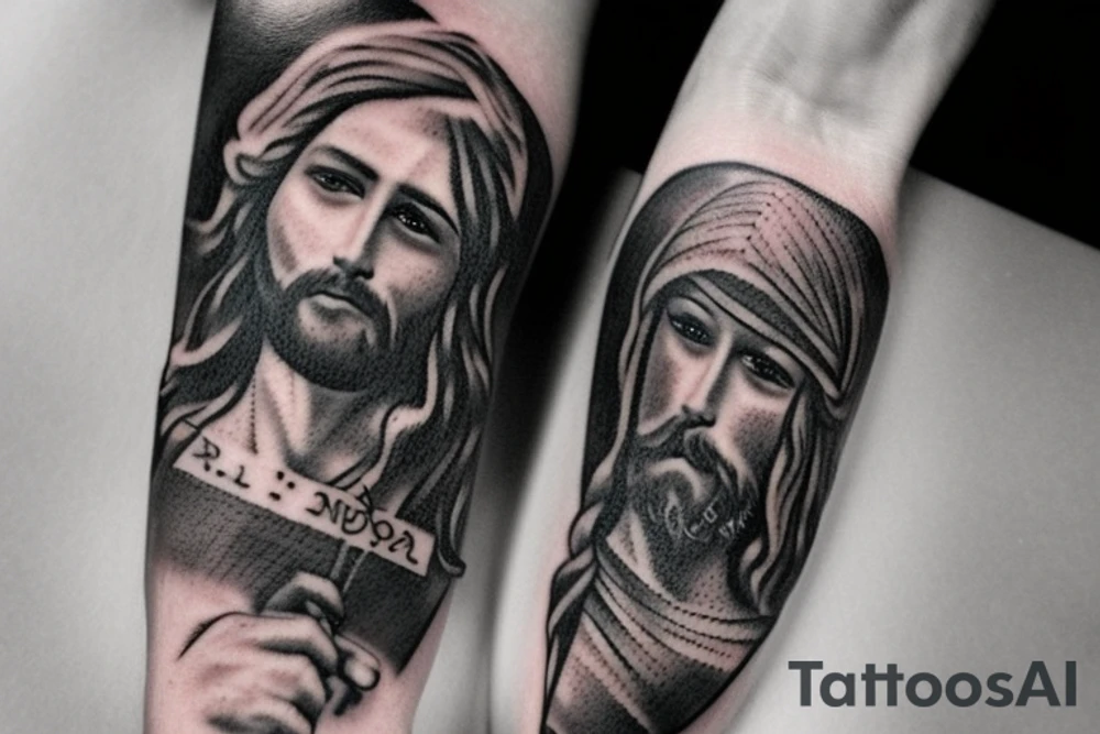 Jesus holding an injured person tattoo idea