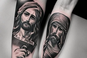 Jesus holding an injured person tattoo idea