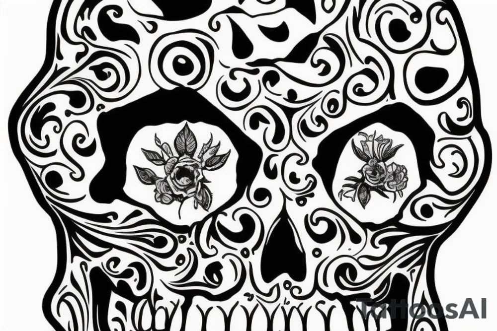 skulls outline/white background tattoo idea