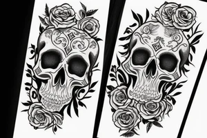 skulls outline/white background tattoo idea