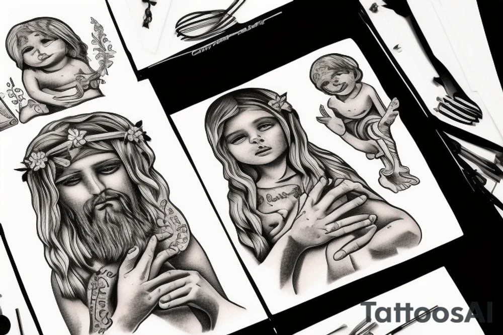 Children talking with jesus tattoo idea