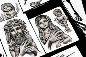 Children talking with jesus tattoo idea