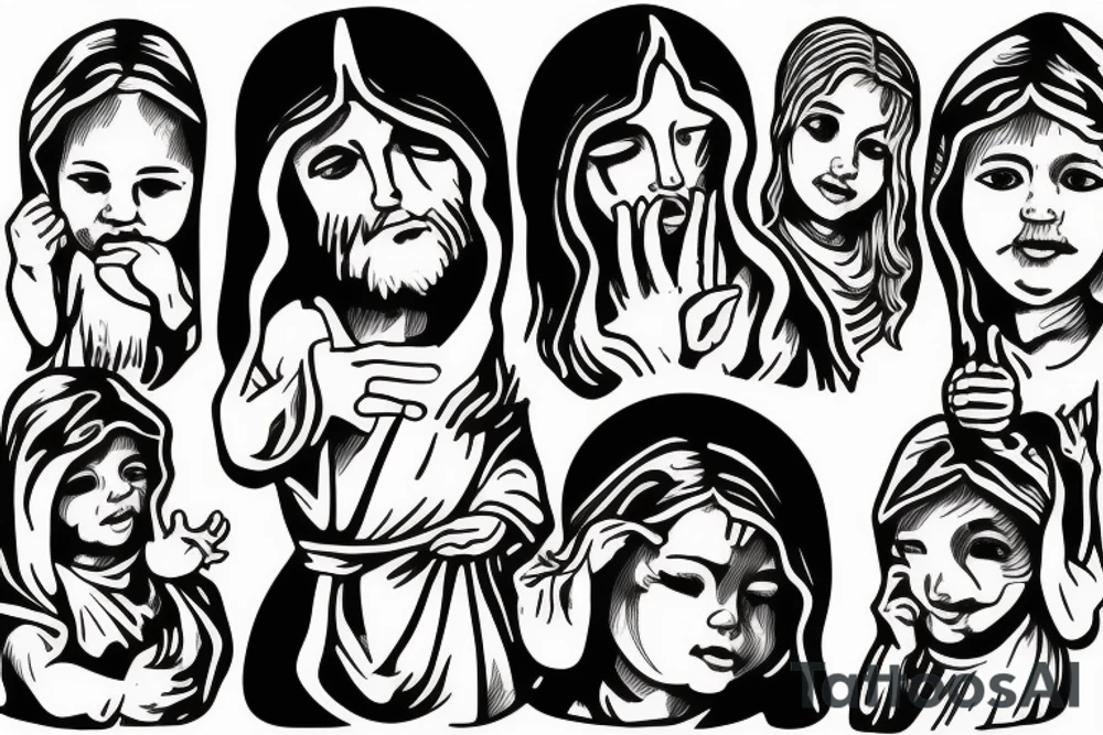 Children talking with jesus tattoo idea