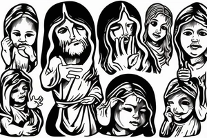 Children talking with jesus tattoo idea