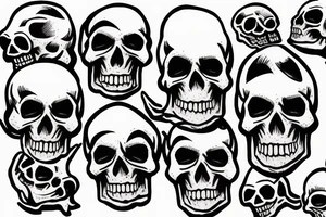 American traditional skulls outline/white background tattoo idea