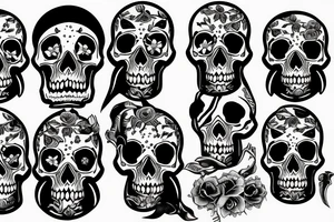 American traditional skulls outline/white background tattoo idea
