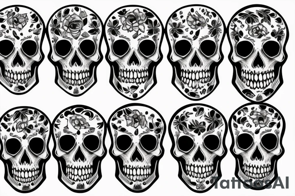 American traditional skulls outline/white background tattoo idea
