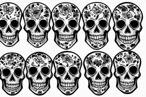 American traditional skulls outline/white background tattoo idea