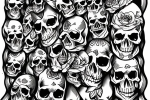 American traditional skulls outline/white background tattoo idea