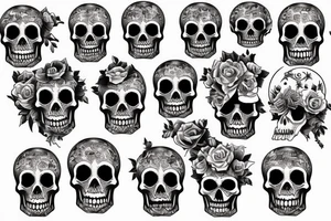 American traditional skulls outline/white background tattoo idea