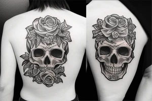 American traditional skulls outline/white background tattoo idea