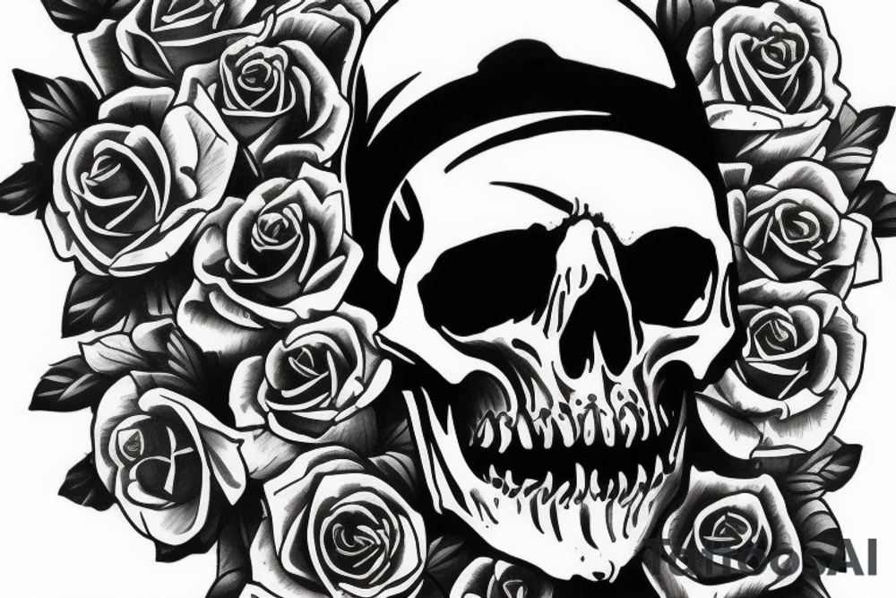 American traditional skulls outline/white background tattoo idea