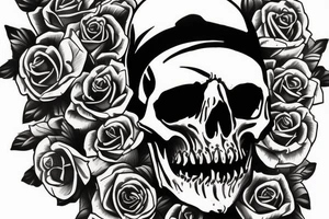 American traditional skulls outline/white background tattoo idea