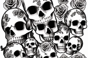 American traditional skulls outline/white background tattoo idea