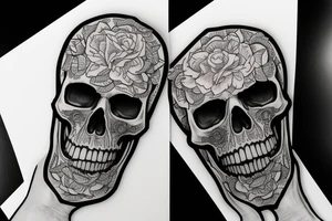 American traditional skulls outline/white background tattoo idea
