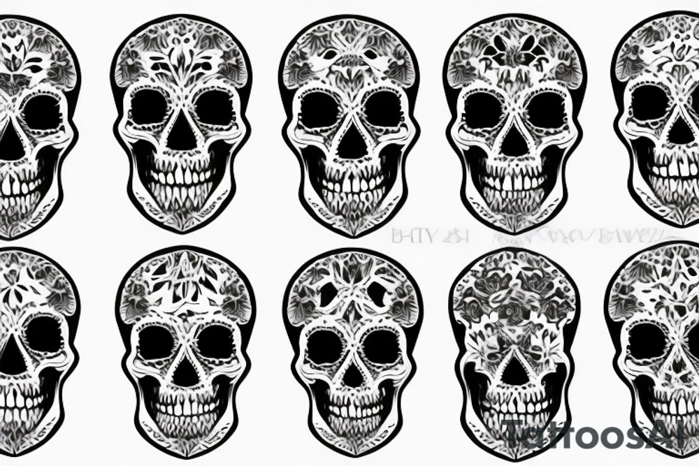 American traditional skulls outline/white background tattoo idea
